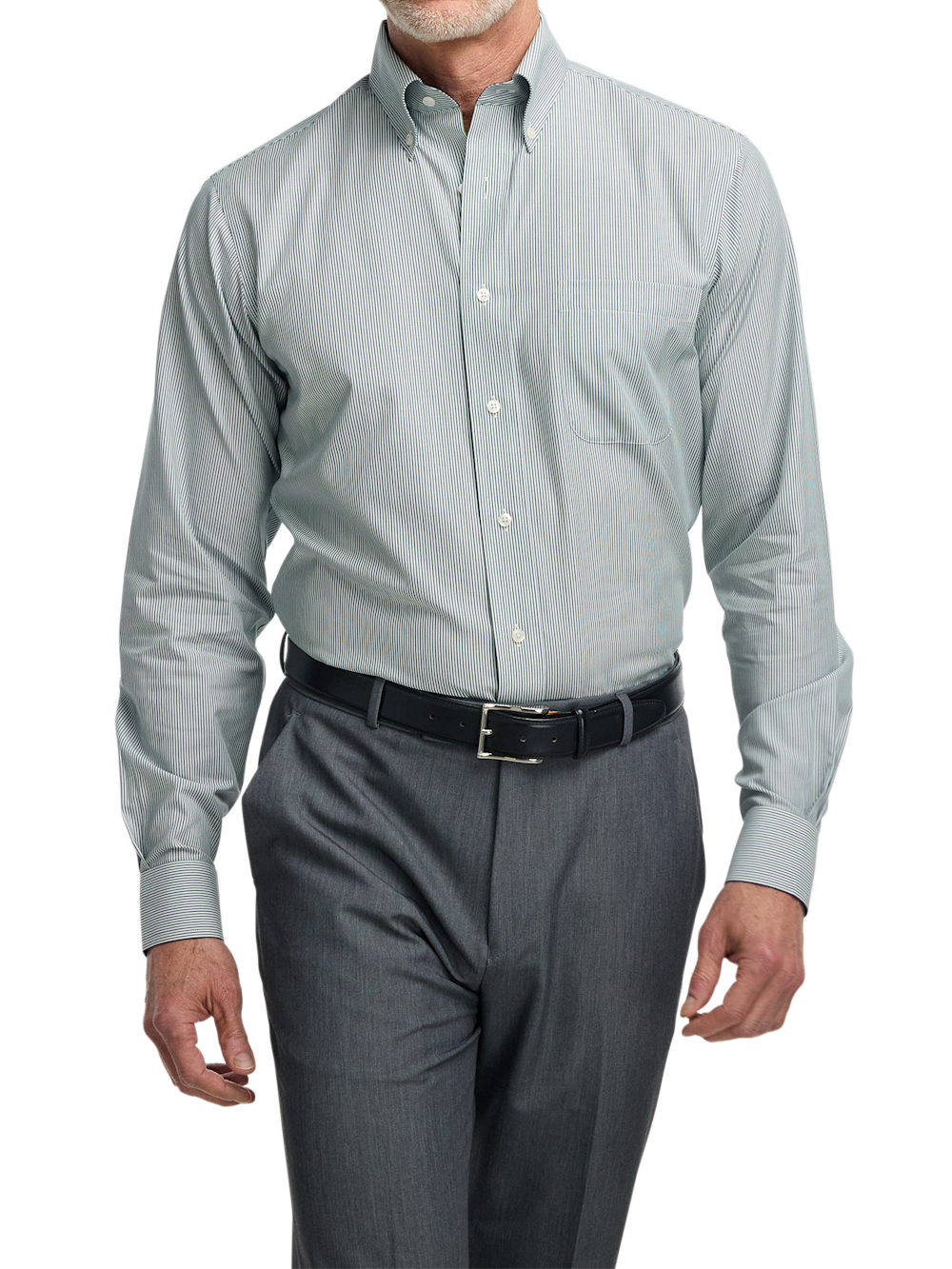 Alternate Image of Non-iron Cotton Stripe Dress Shirt With Contrast Trim-1