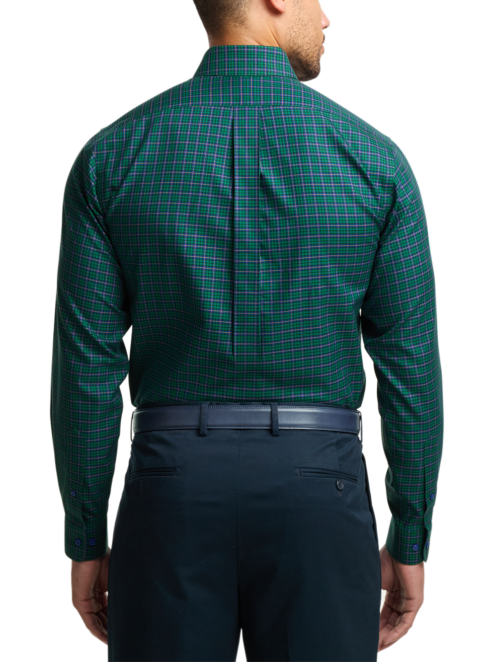 Alternate Image of Comfort Stretch Non-iron Plaid Dress Shirt With Contrast Trim-4