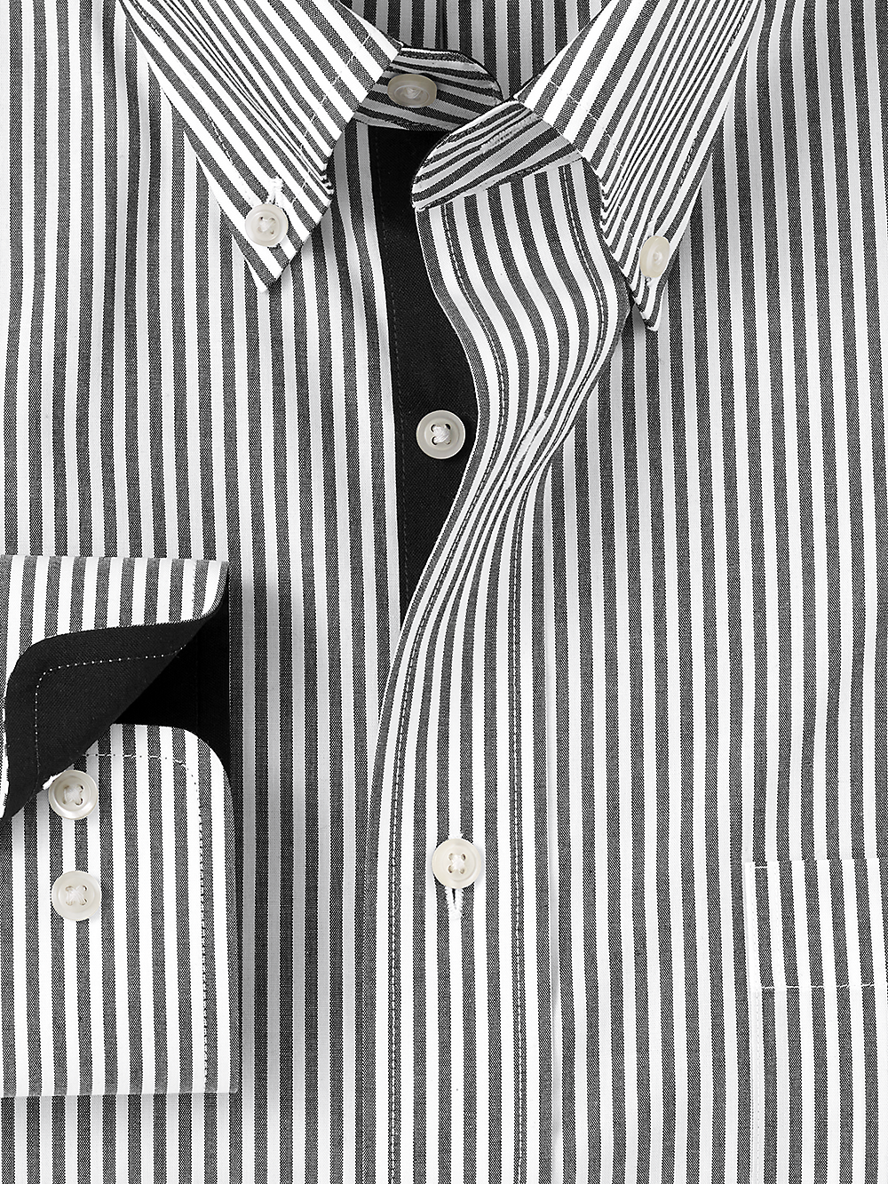 Alternate Image of Non-iron Cotton Stripe Dress Shirt With Contrast Trim-1