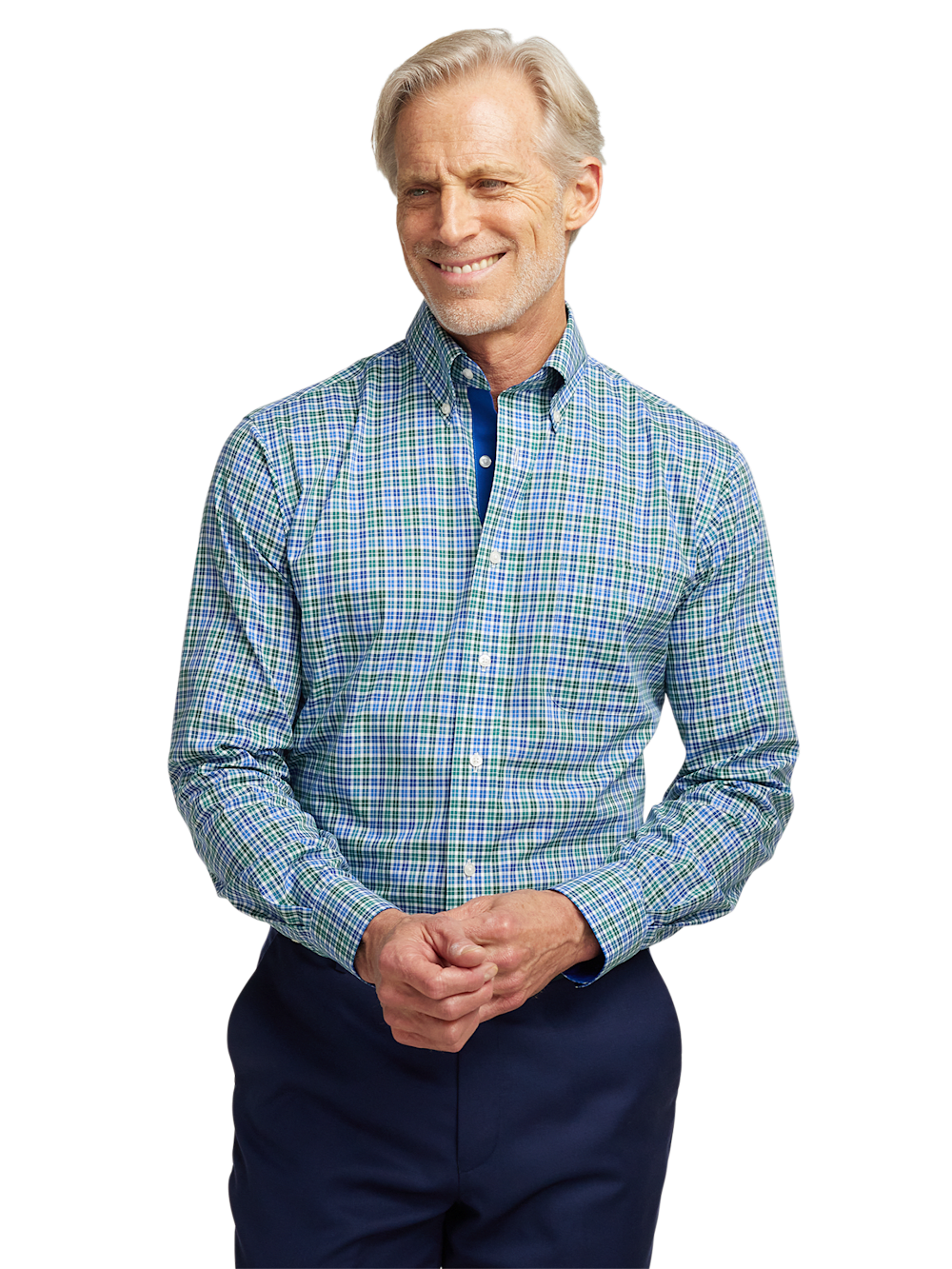 Alternate Image of Non-iron Cotton Check Dress Shirt With Contrast Trim-1