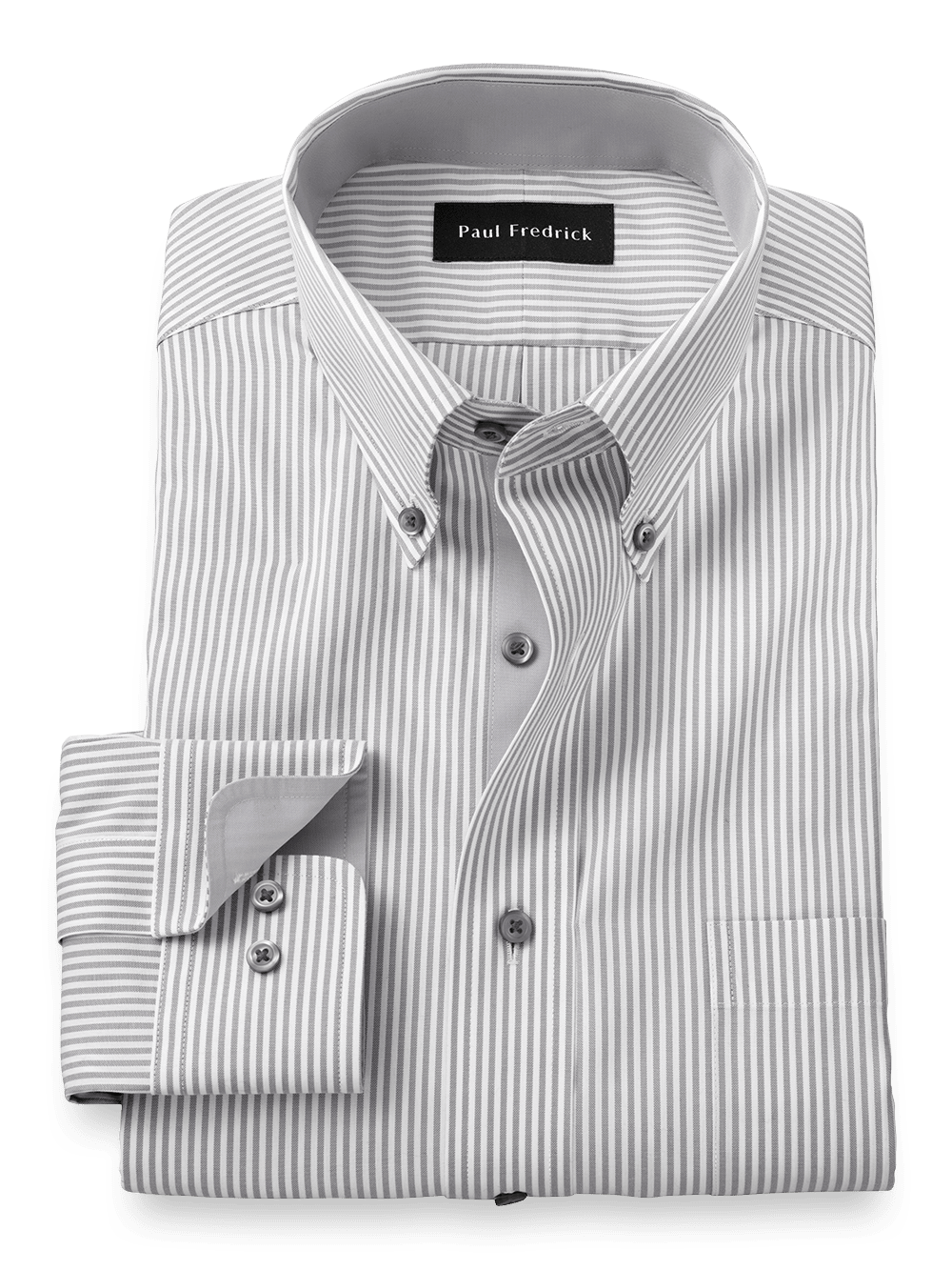 Product Image of Comfort Stretch Non-iron Stripe Dress Shirt With Contrast Trim-Grey