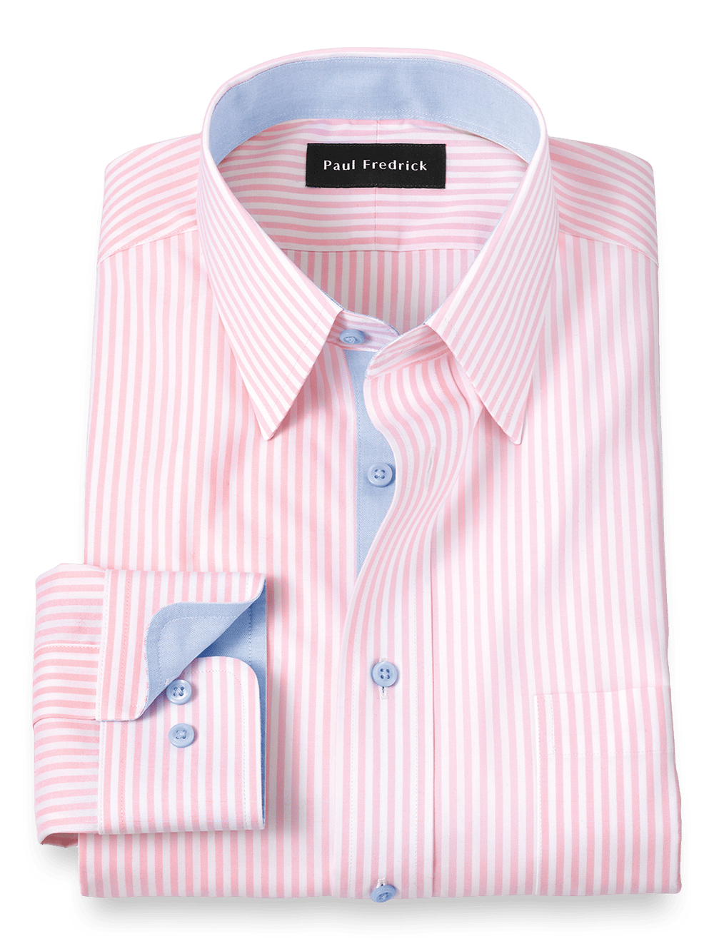 Product Image of Comfort Stretch Non-iron Stripe Dress Shirt With Contrast Trim-Pink