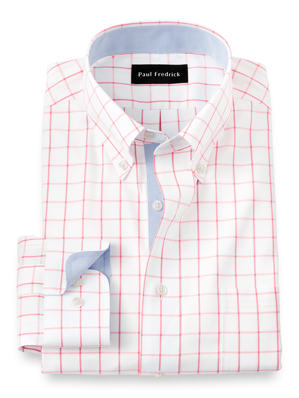 Product Image of Comfort Stretch Non-iron Check Dress Shirt With Contrast Trim-Coral
