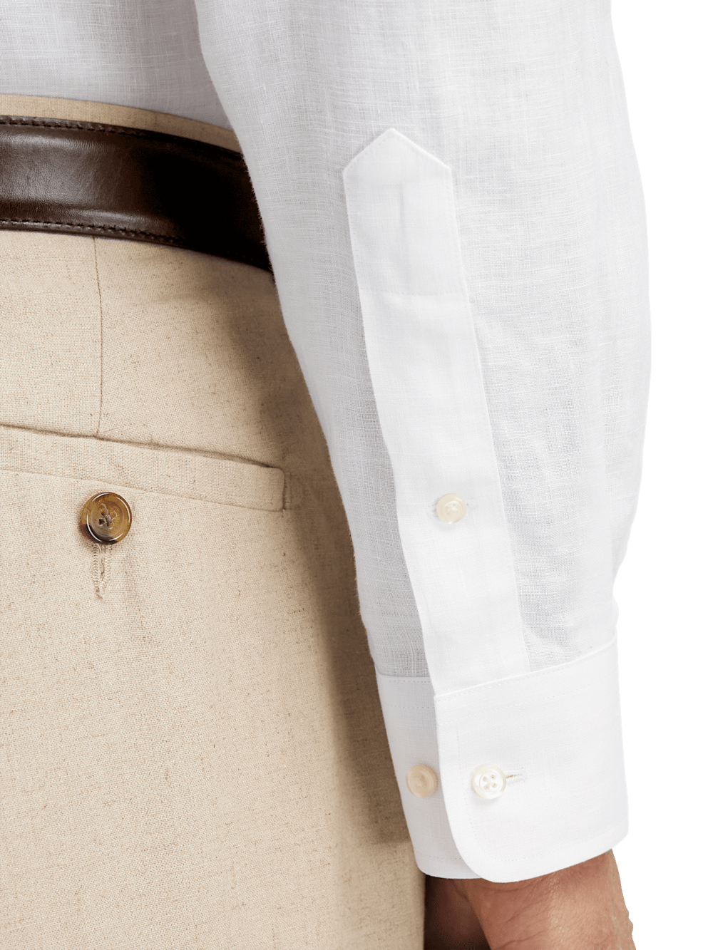 Alternate Image of Non-iron Linen Solid Dress Shirt With Contrast Trim-3