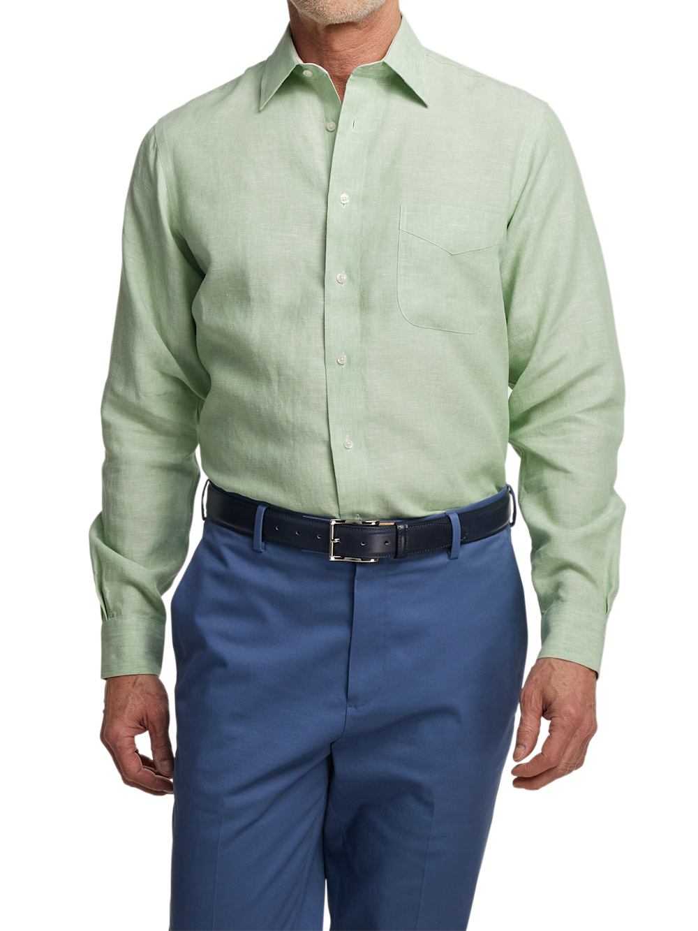 Alternate Image of Non-iron Linen Solid Dress Shirt With Contrast Trim-1