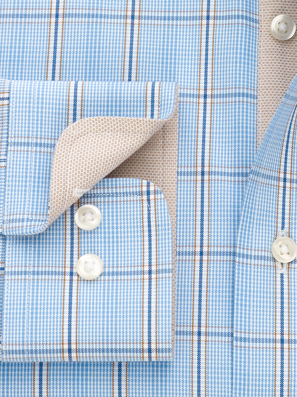 Alternate Image of Non-iron Cotton Pinpoint Glen Plaid Dress Shirt With Contrast Trim-3