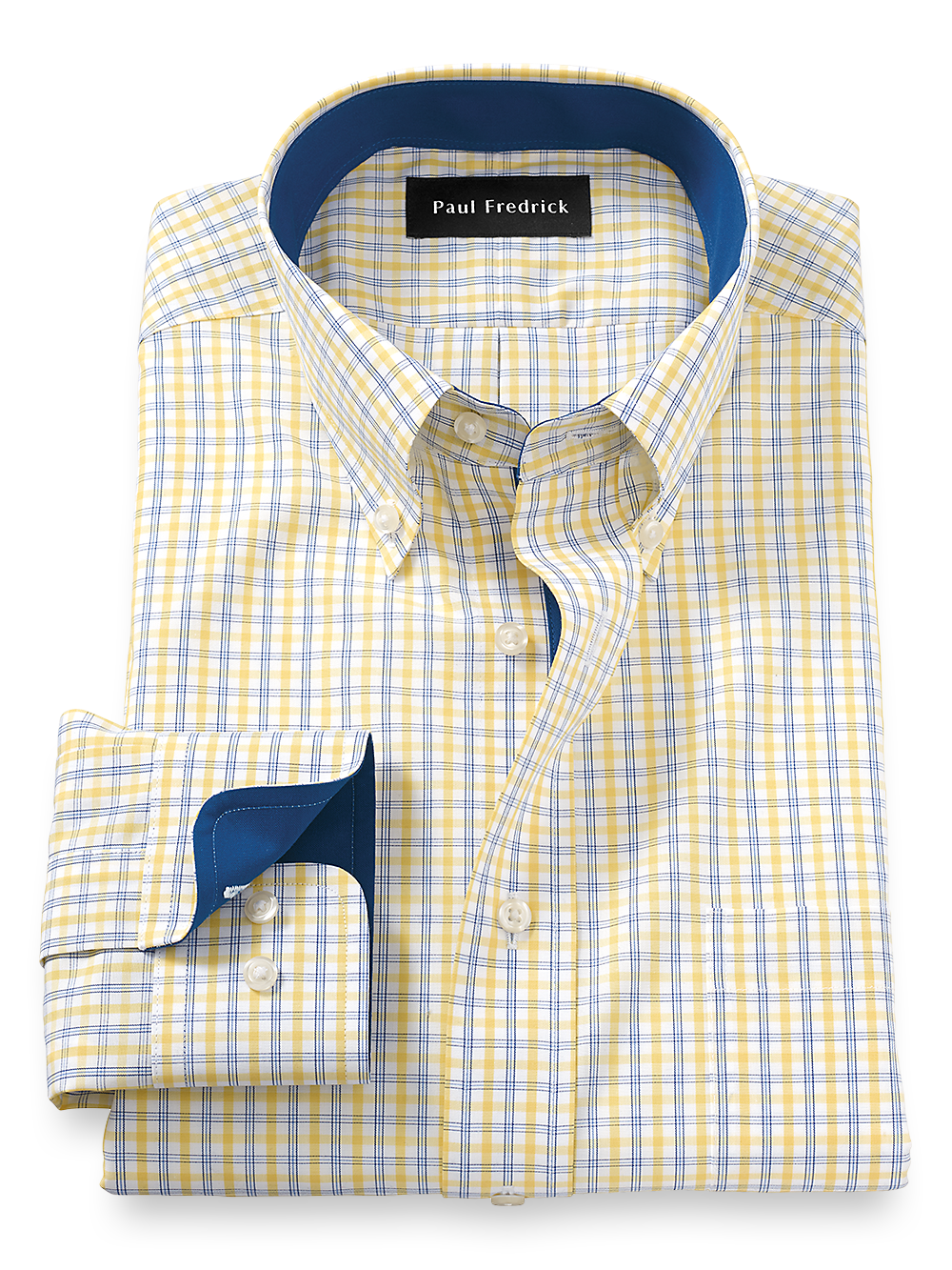 Product Image of Non-iron Cotton Check Dress Shirt With Contrast Trim-1