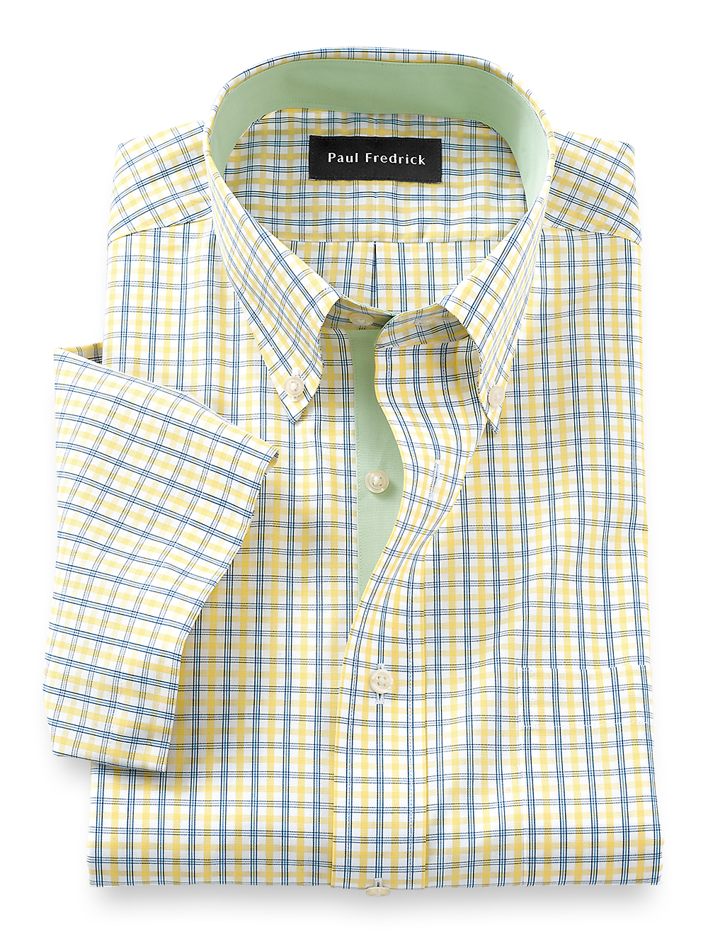Product Image of Non-iron Cotton Check Dress Shirt With Contrast Trim-1