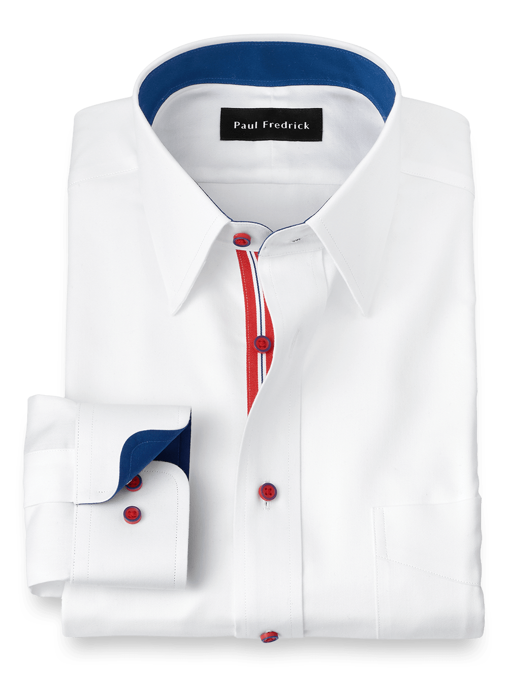 Product Image of Non-iron Cotton Solid Dress Shirt With Contrast Trim-White