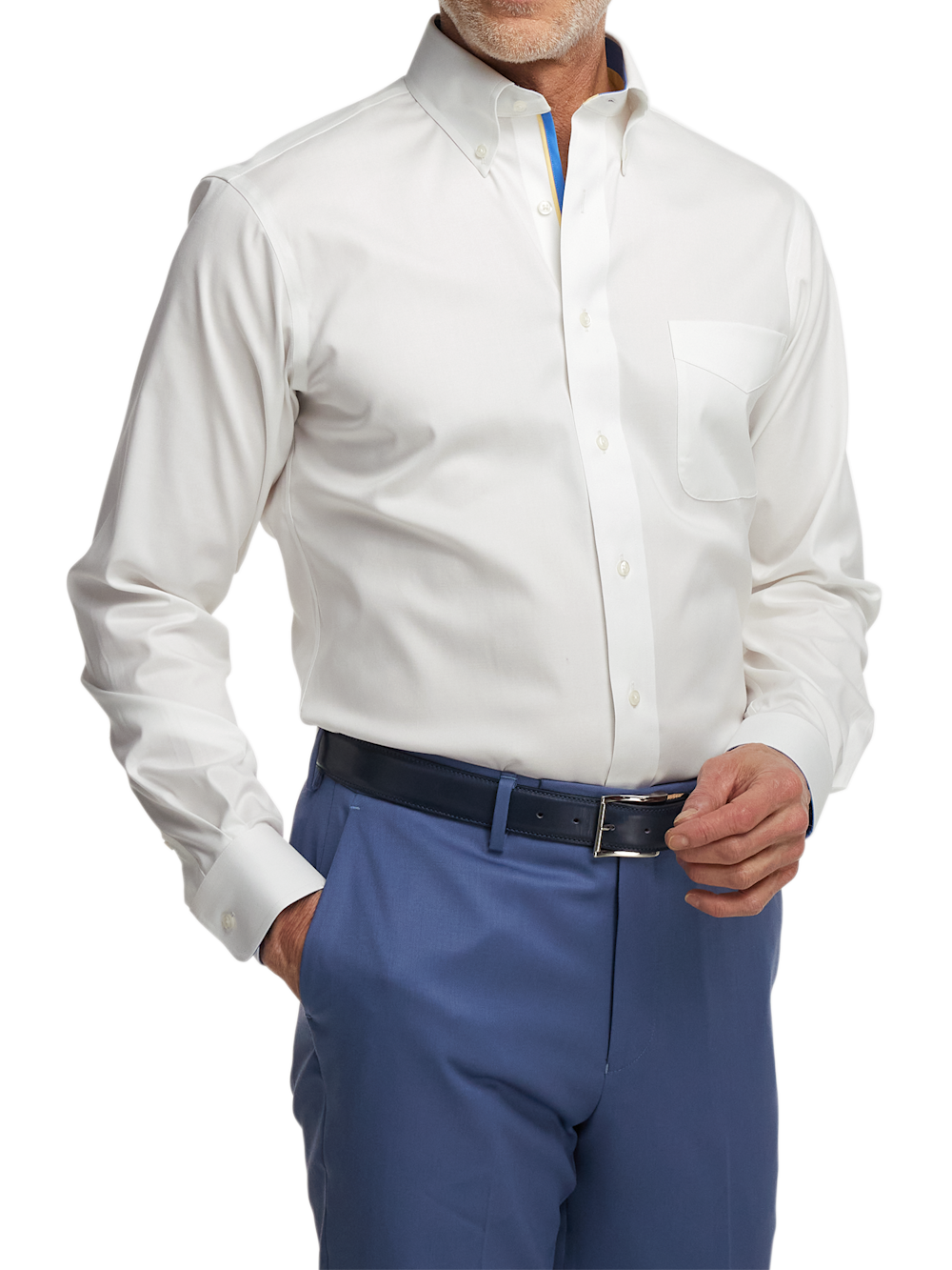 Alternate Image of Comfort Stretch Non-iron Solid Dress Shirt With Contrast Trim-1