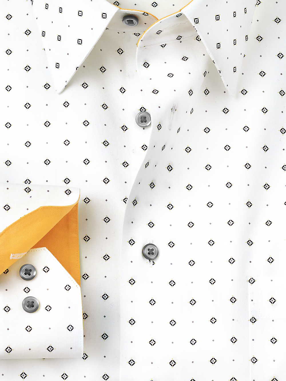 Alternate Image of Non-iron Cotton Mini Diamond Print Dress Shirt With Contrast Trim-1
