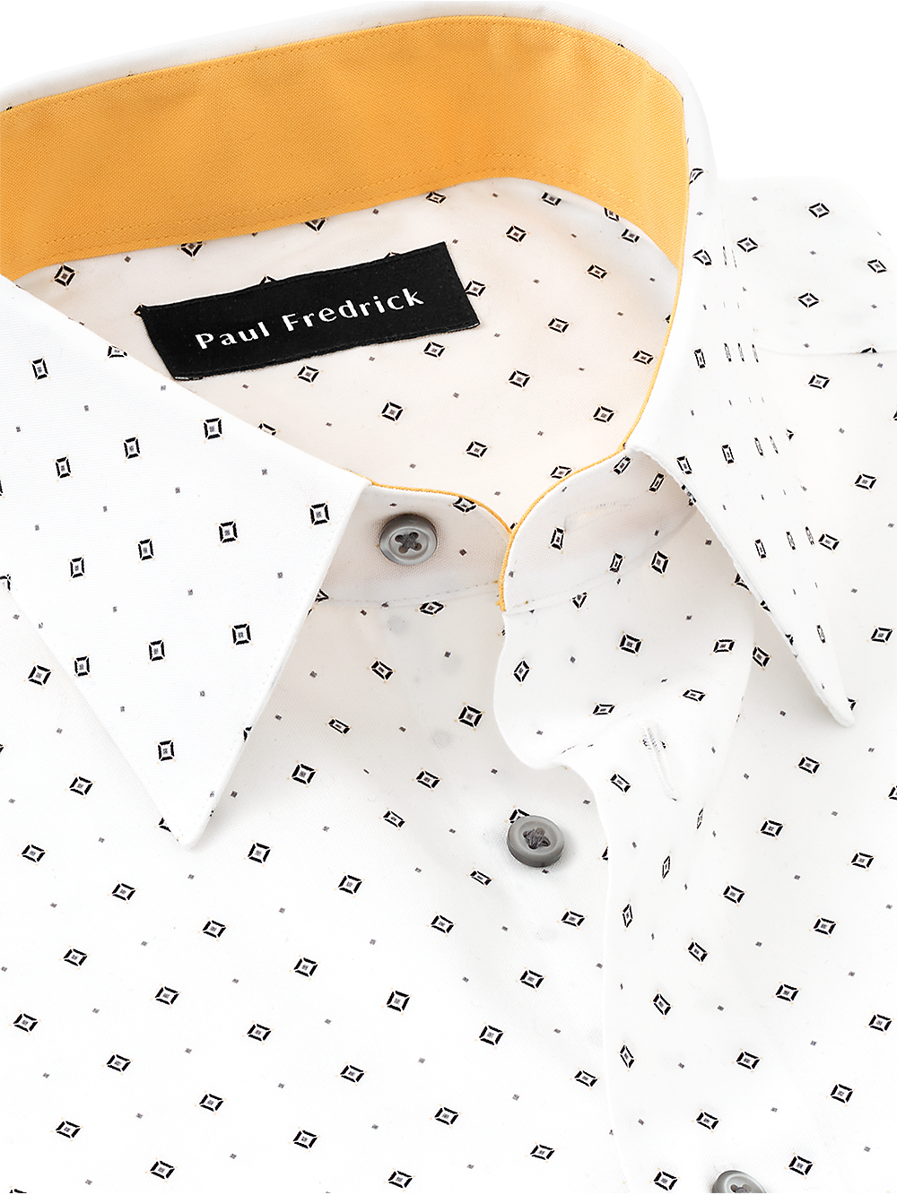 Alternate Image of Non-iron Cotton Mini Diamond Print Dress Shirt With Contrast Trim-2
