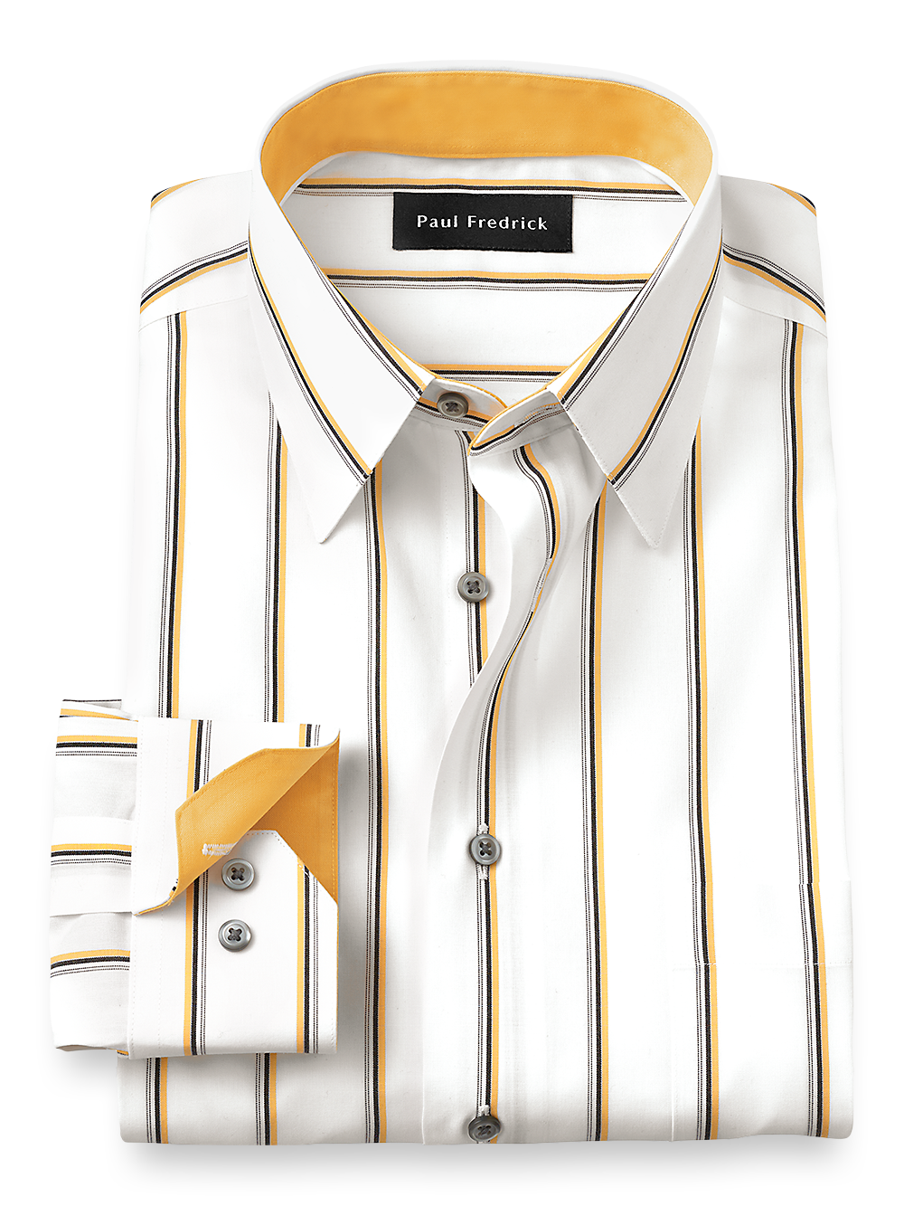 Product Image of Non-iron Cotton Stripe Dress Shirt With Contrast Trim-1