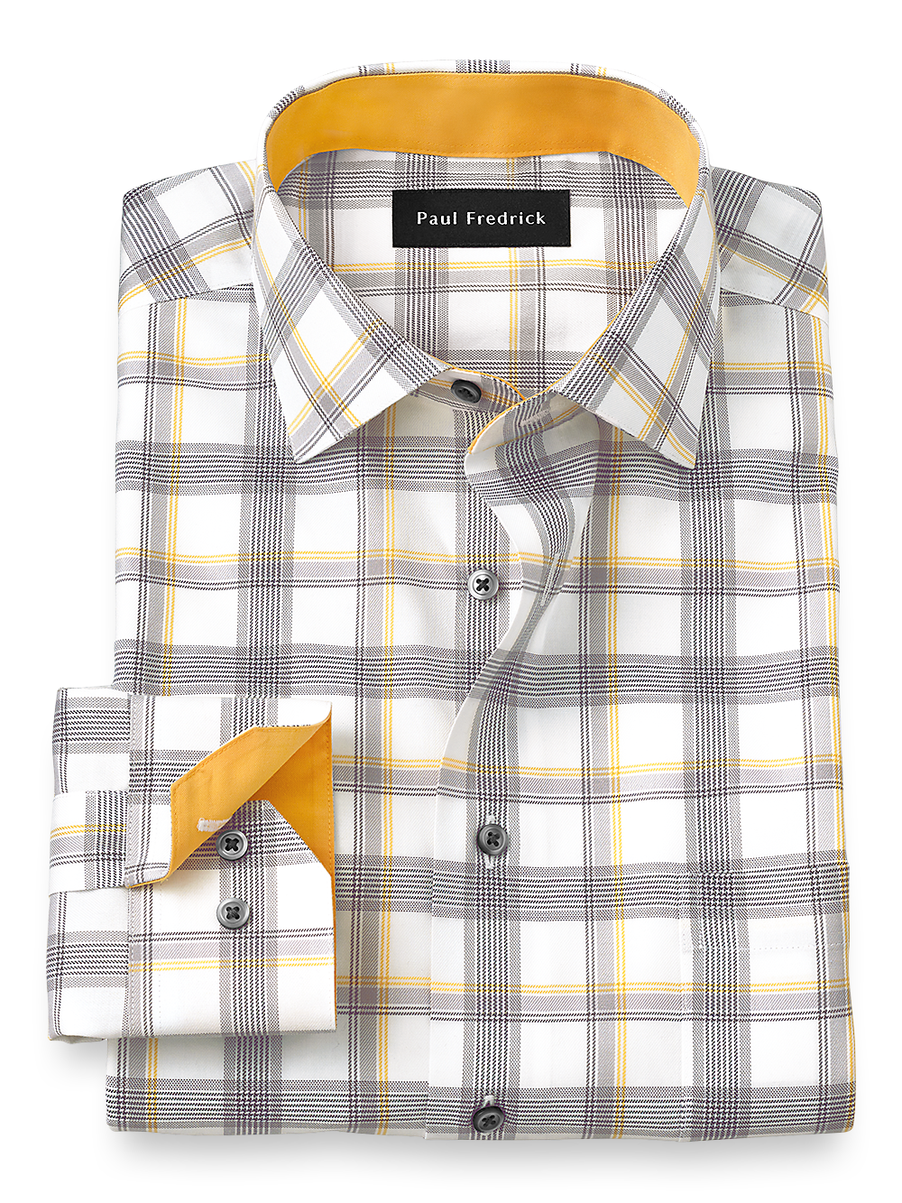 Product Image of Non-iron Cotton Check Dress Shirt With Contrast Trim-1