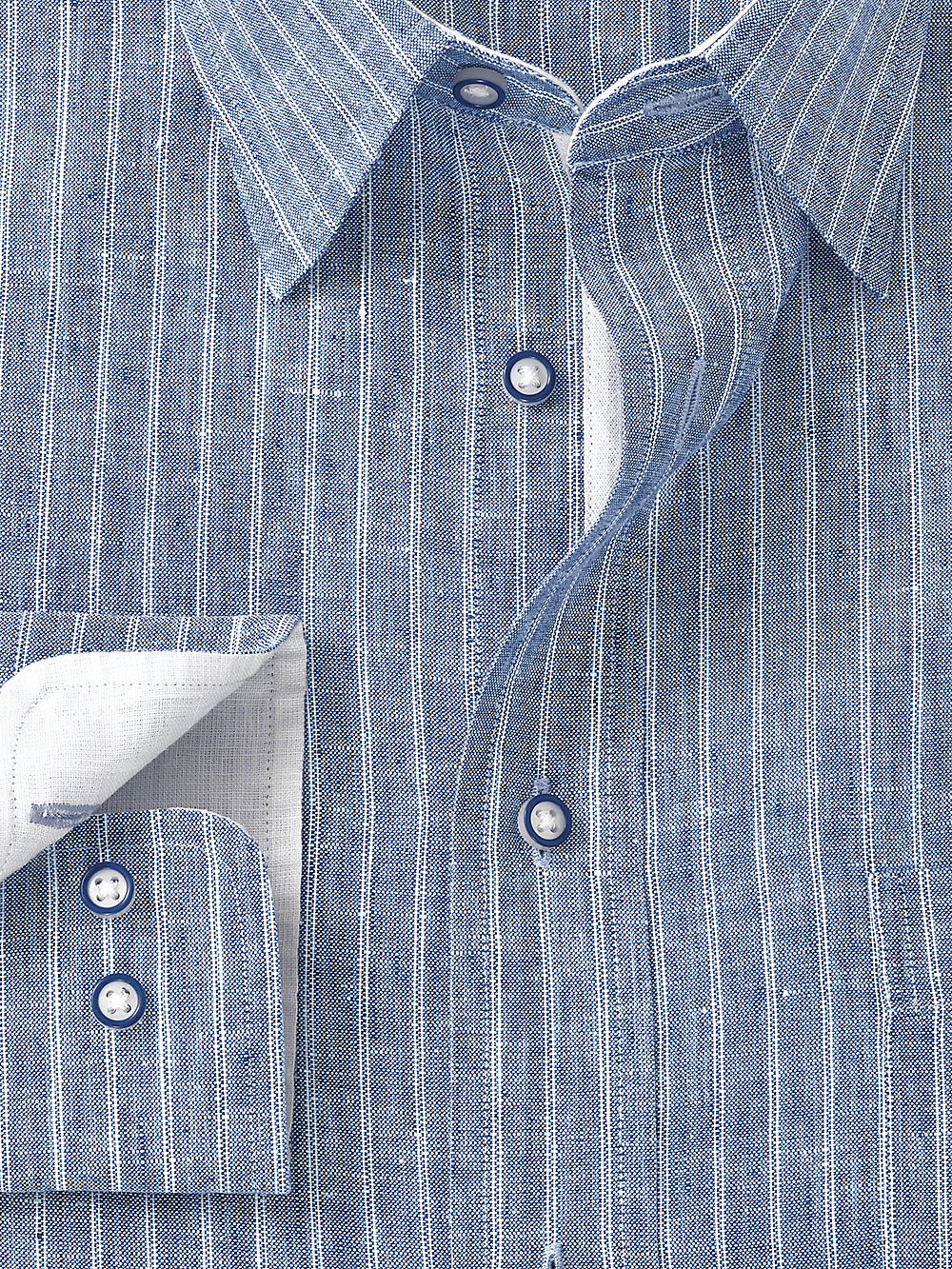 Alternate Image of Linen Stripe Dress Shirt With Contrast Trim-1