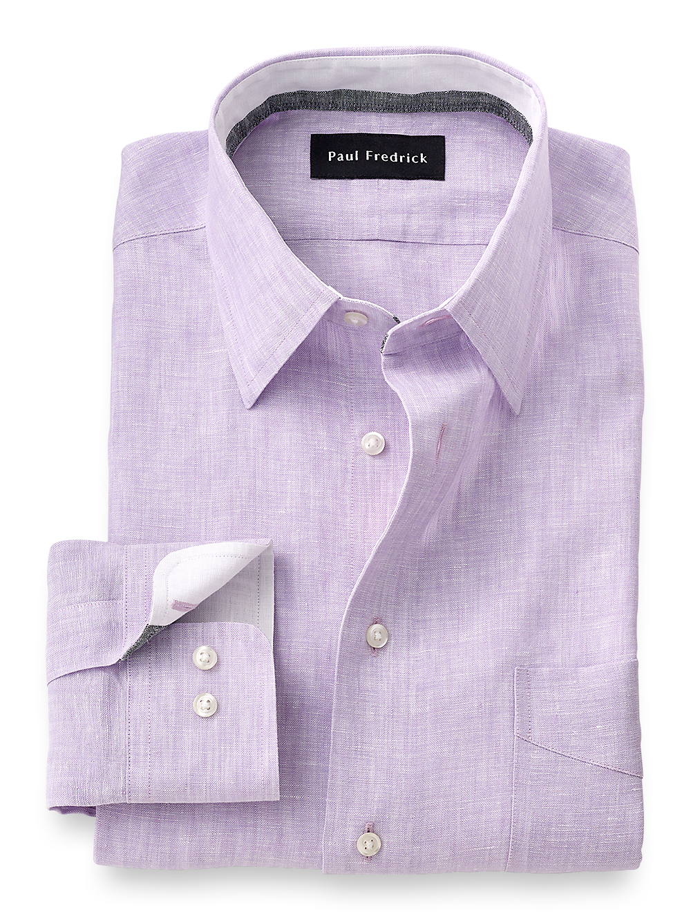 Product Image of Linen Solid Dress Shirt With Contrast Trim-Lavender