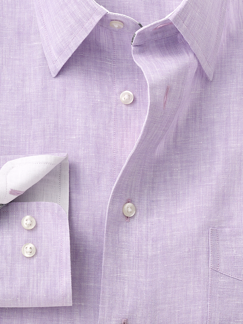 Alternate Image of Linen Solid Dress Shirt With Contrast Trim-2