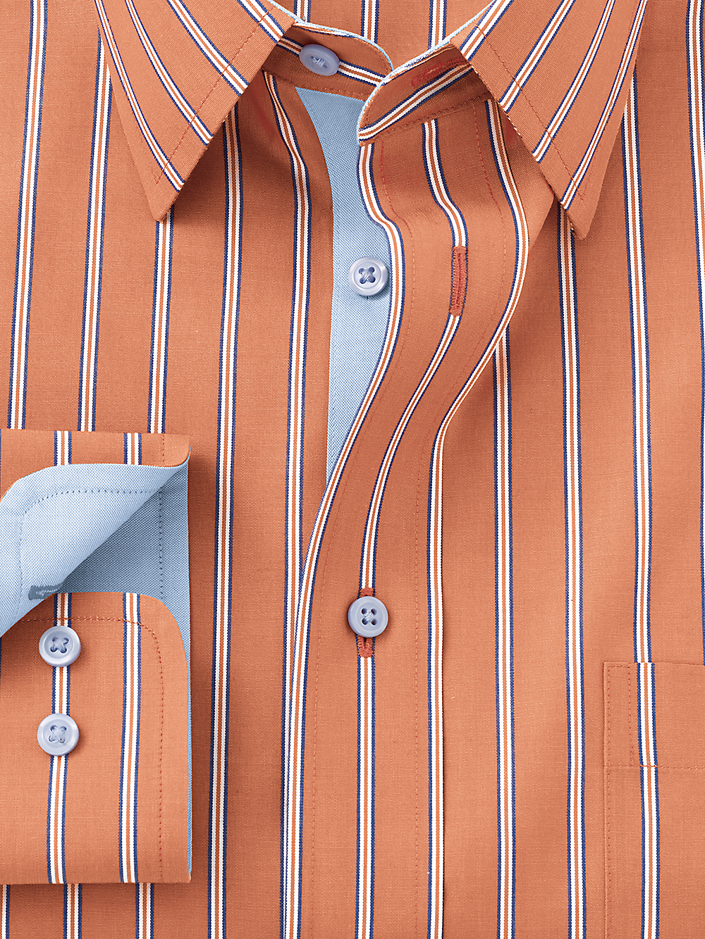 Alternate Image of Non-iron Cotton Stripe Dress Shirt With Contrast Trim-2