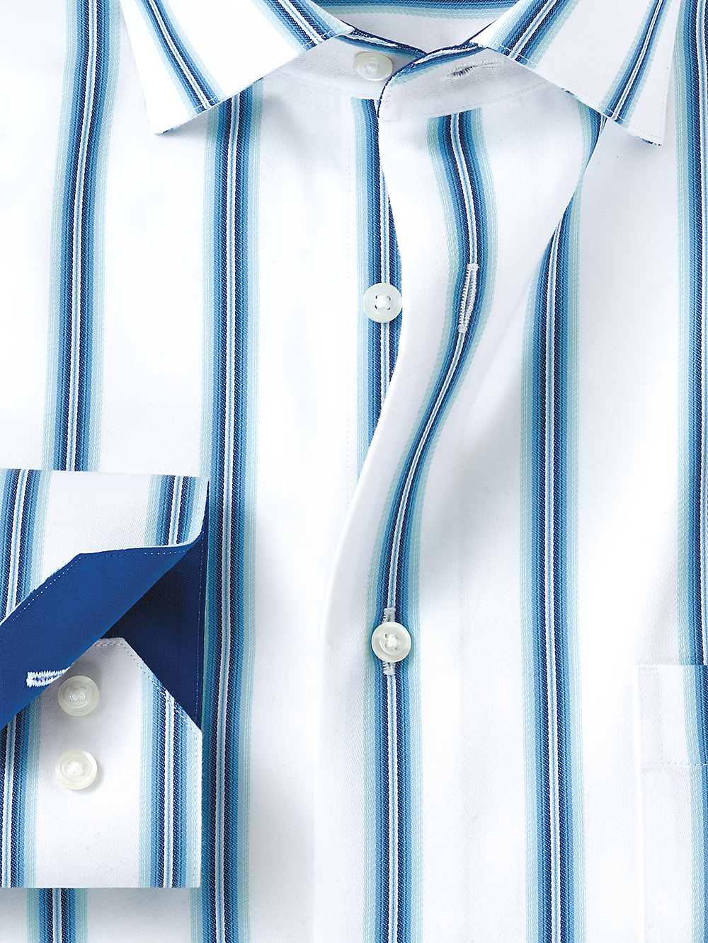 Alternate Image of Non-iron Cotton Stripe Dress Shirt With Contrast Trim-1