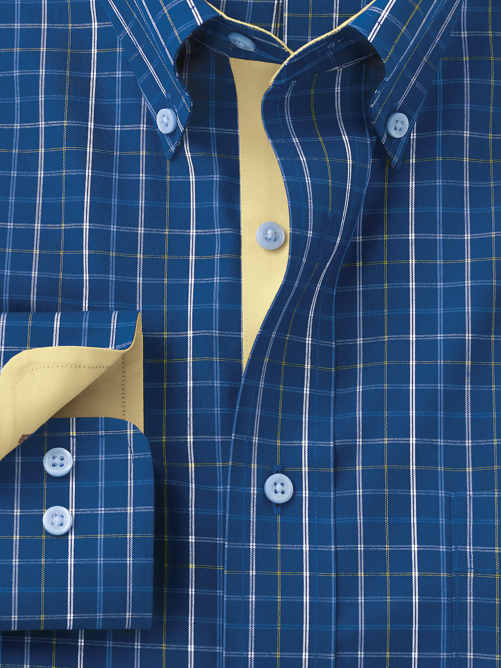 Alternate Image of Non-iron Cotton Tattersall Dress Shirt With Contrast Trim-1