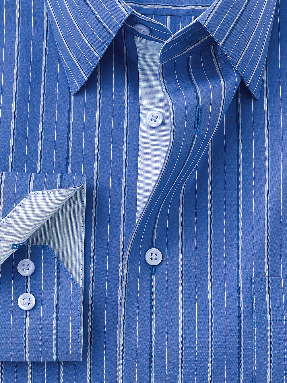 Alternate Image of Non-iron Cotton Stripe Dress Shirt With Contrast Trim-1