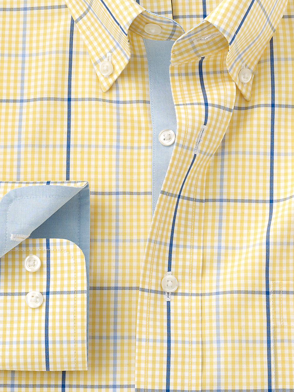 Alternate Image of Non-iron Cotton Windowpane Dress Shirt With Contrast Trim-1