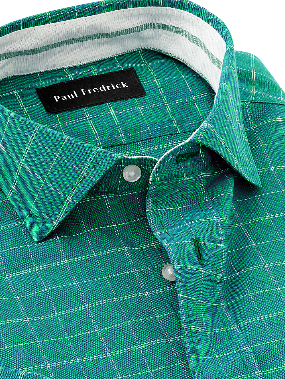 Alternate Image of Non-iron Cotton/linen Check Dress Shirt With Contrast Trim-2