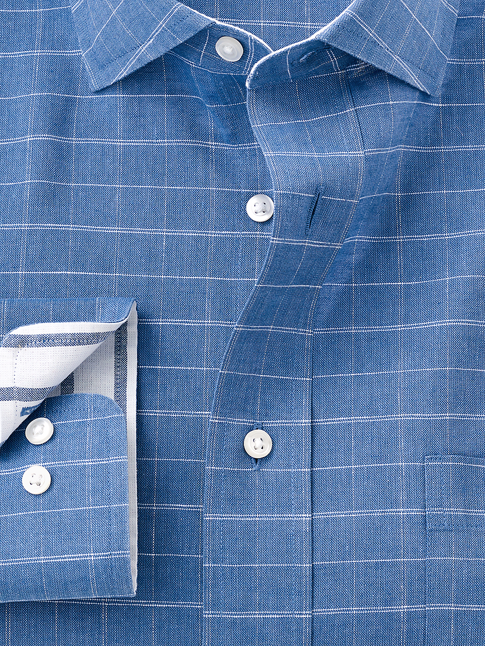 Alternate Image of Non-iron Cotton/linen Check Dress Shirt With Contrast Trim-2