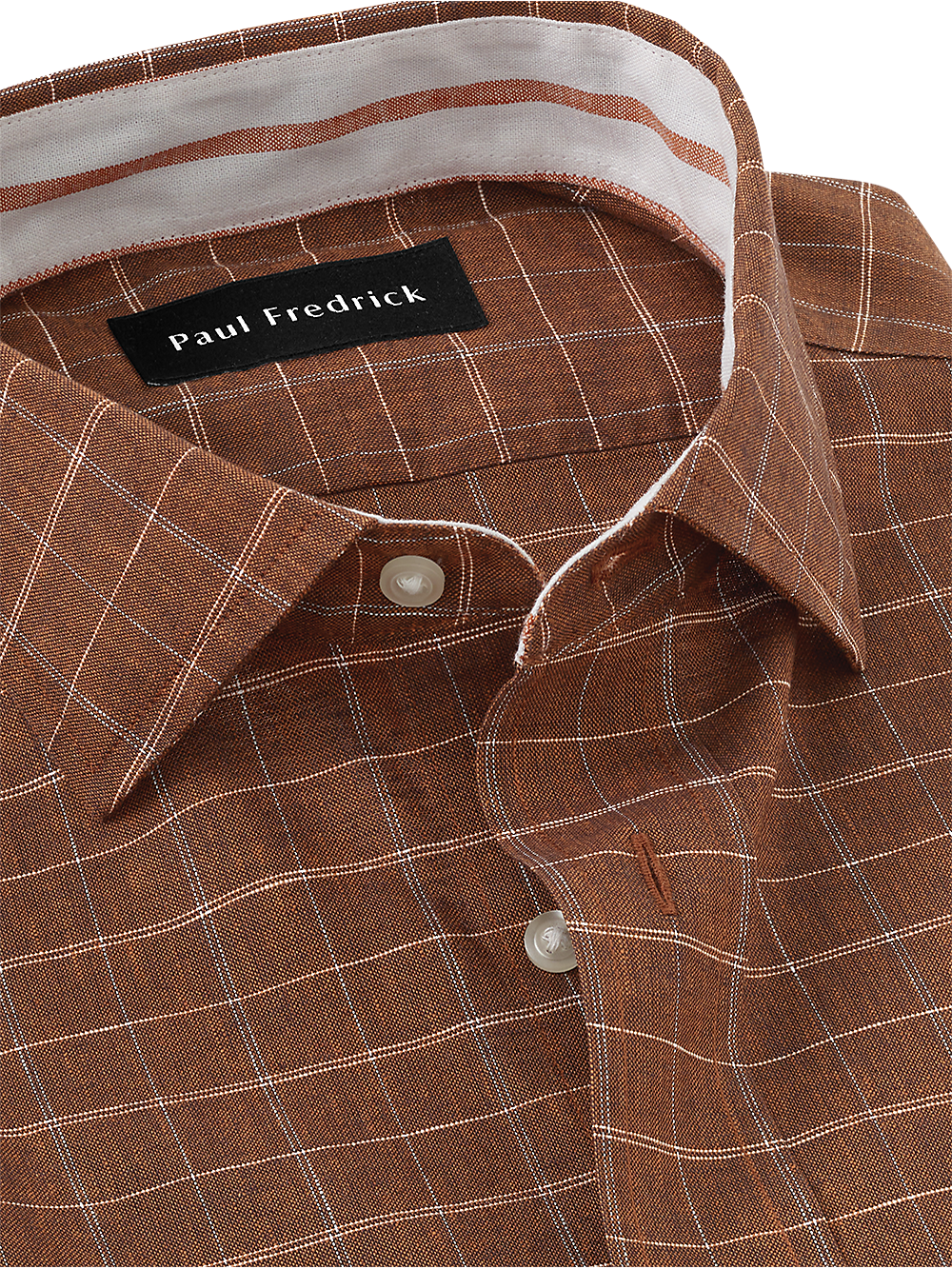 Alternate Image of Non-iron Cotton/linen Check Dress Shirt With Contrast Trim-2