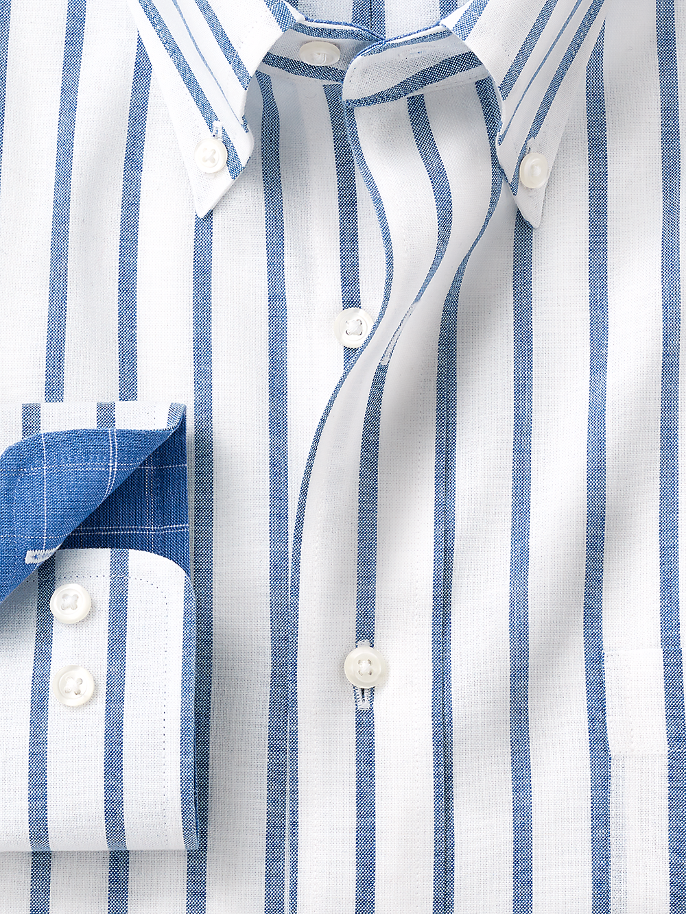 Alternate Image of Non-iron Cotton/linen Stripe Dress Shirt With Contrast Trim-1