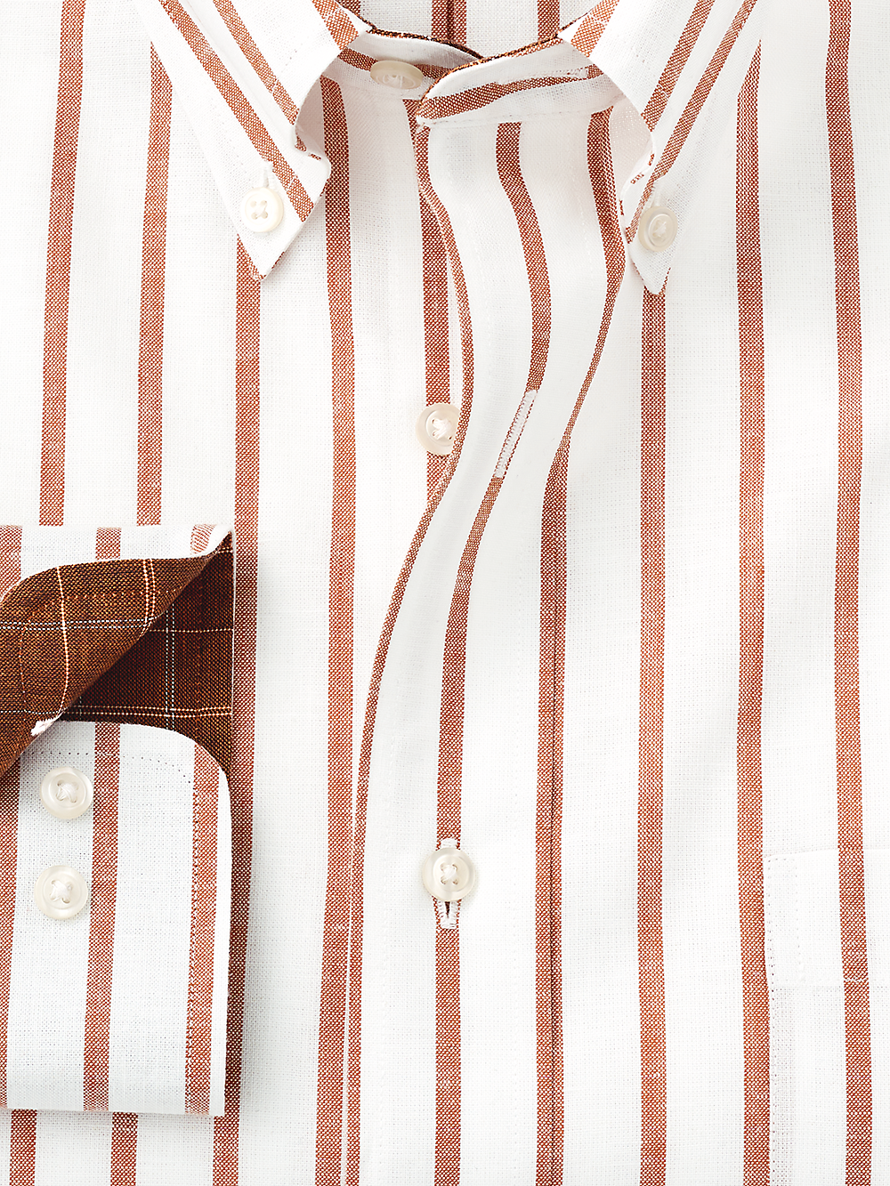 Alternate Image of Non-iron Cotton/linen Stripe Dress Shirt With Contrast Trim-1