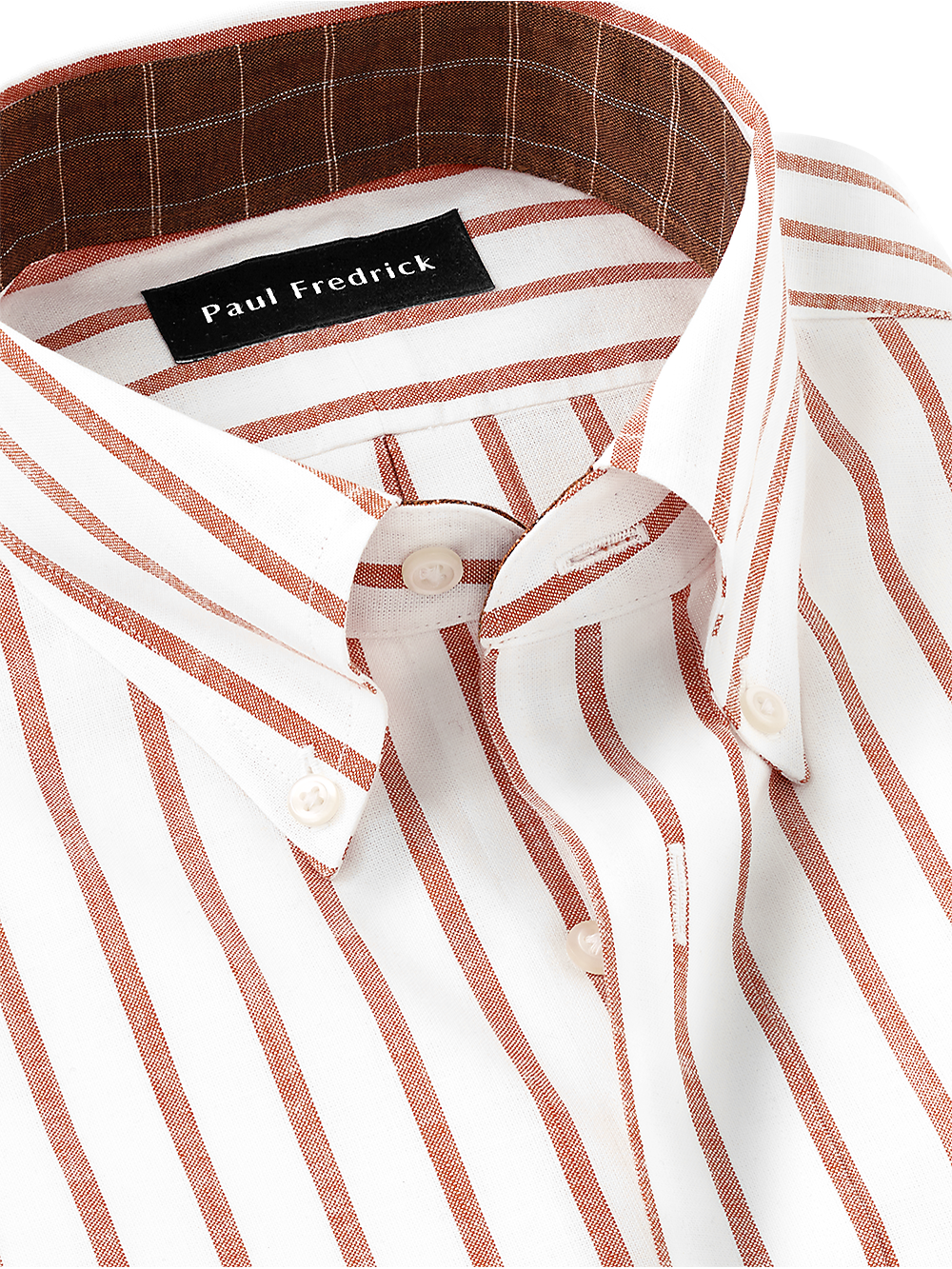 Alternate Image of Non-iron Cotton/linen Stripe Dress Shirt With Contrast Trim-2