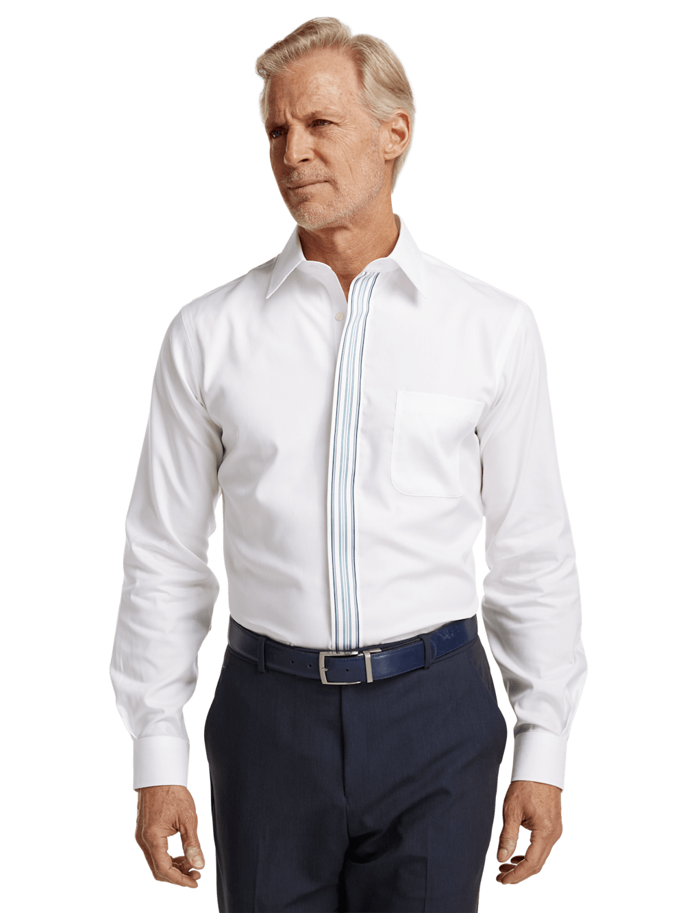 Alternate Image of Non-iron Cotton Solid Dress Shirt With Contrast Trim-1