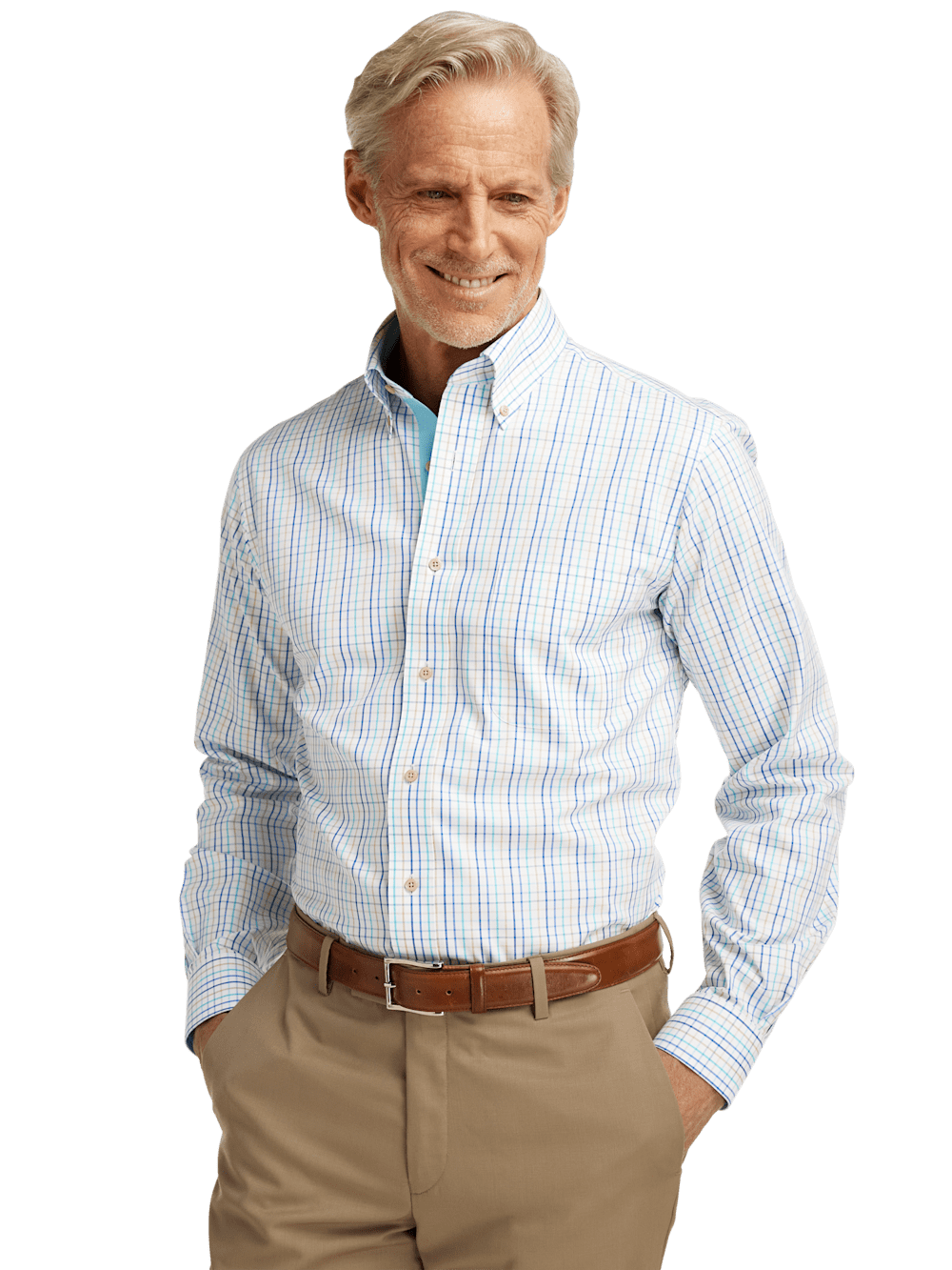 Alternate Image of Non-iron Cotton Check Dress Shirt With Contrast Trim-1