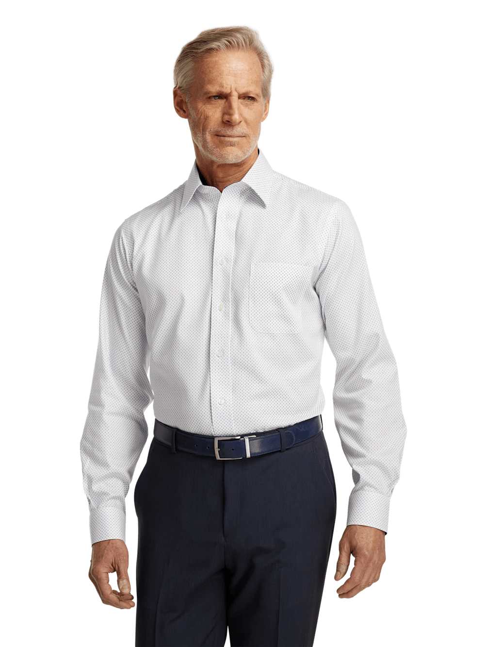 Alternate Image of Non-iron Cotton Geometric Dress Shirt With Contrast Trim-1