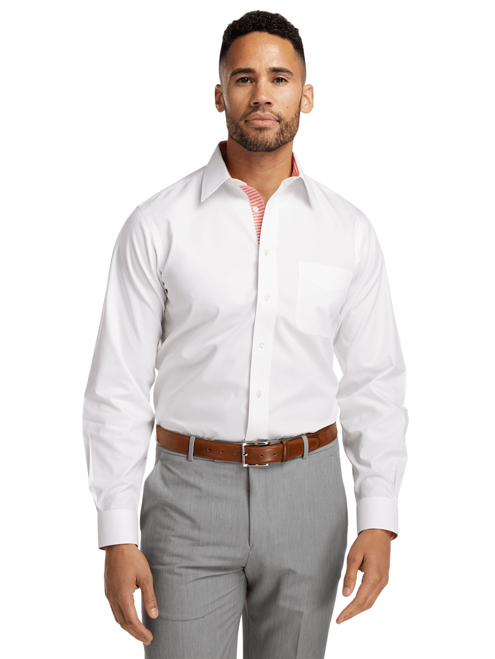 Alternate Image of Non-iron Cotton Solid Dress Shirt With Contrast Trim-1