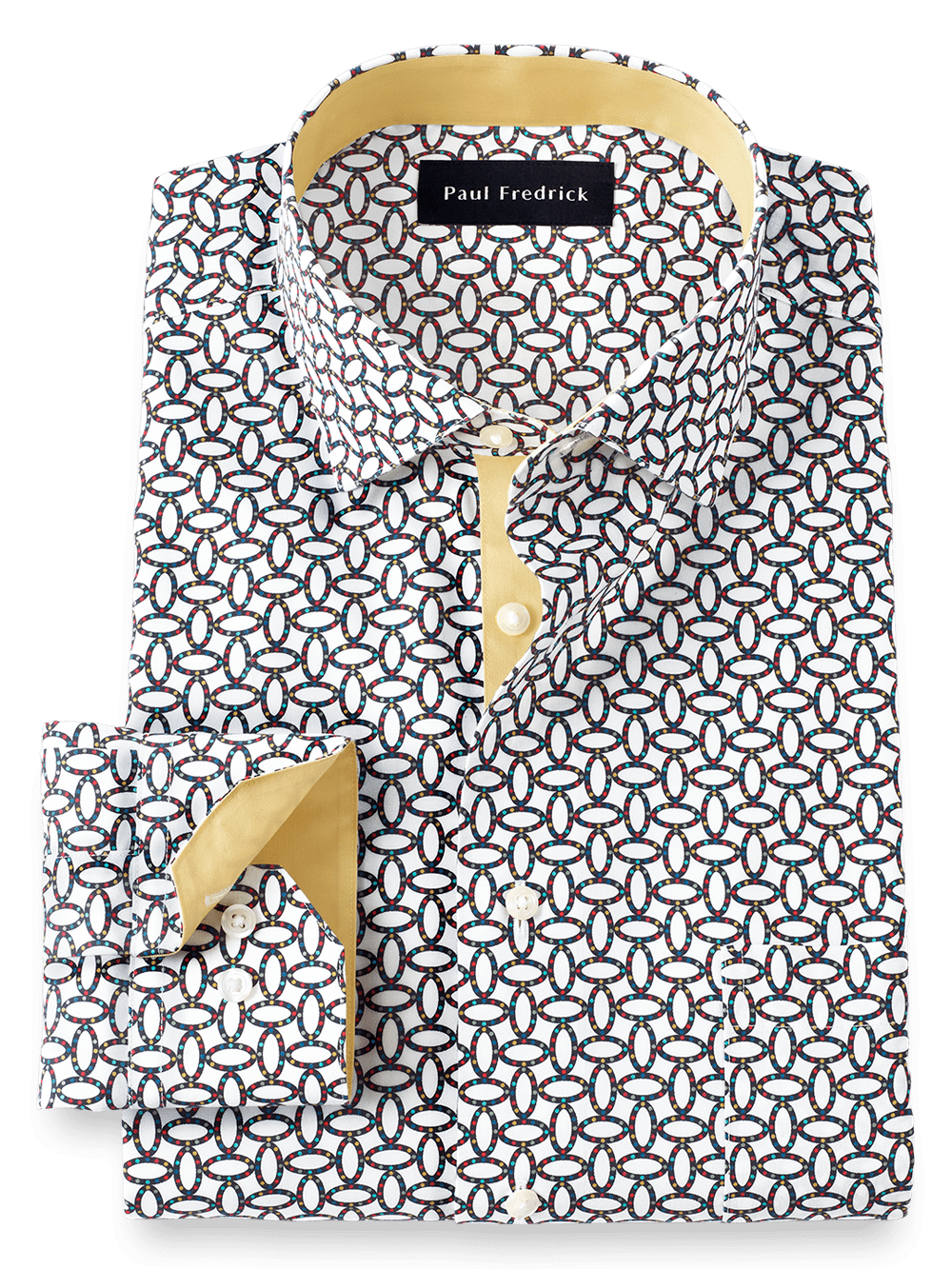 Product Image of Non-iron Cotton Print Dress Shirt With Contrast Trim-Multi