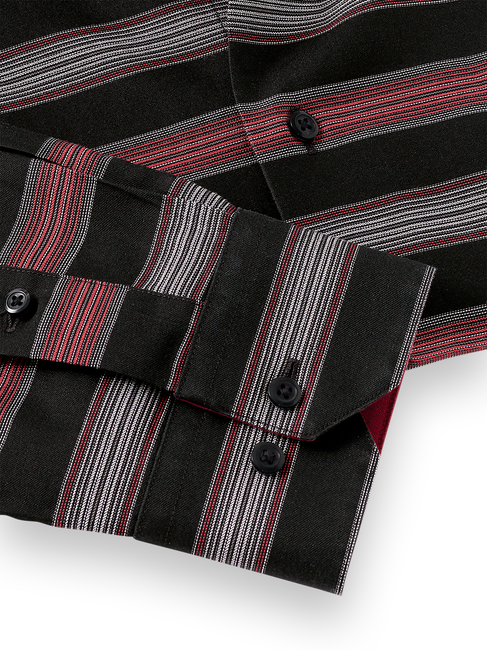Alternate Image of Non-iron Cotton Horizontal Stripe Dress Shirt With Contrast Trim-4