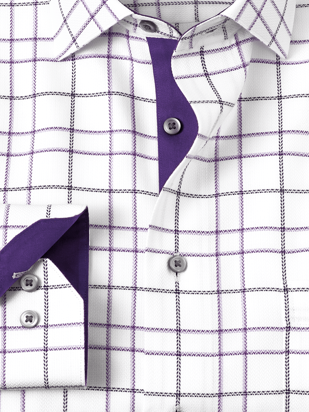 Alternate Image of Non-iron Cotton Windowpane Dress Shirt With Contrast Trim-1