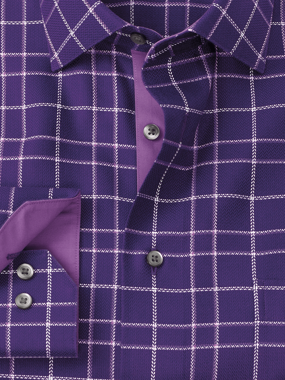 Alternate Image of Non-iron Cotton Windowpane Dress Shirt With Contrast Trim-1