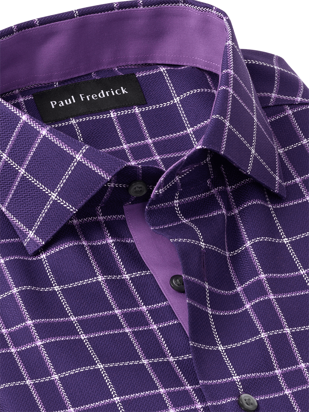 Alternate Image of Non-iron Cotton Windowpane Dress Shirt With Contrast Trim-2