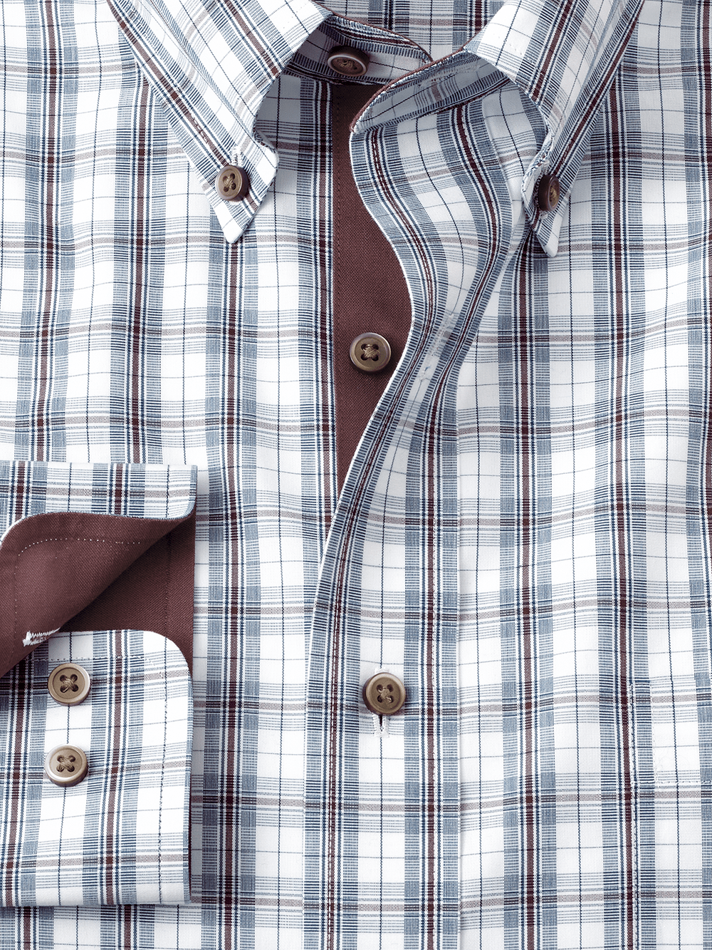Alternate Image of Non-iron Cotton Plaid Dress Shirt With Contrast Trim-2