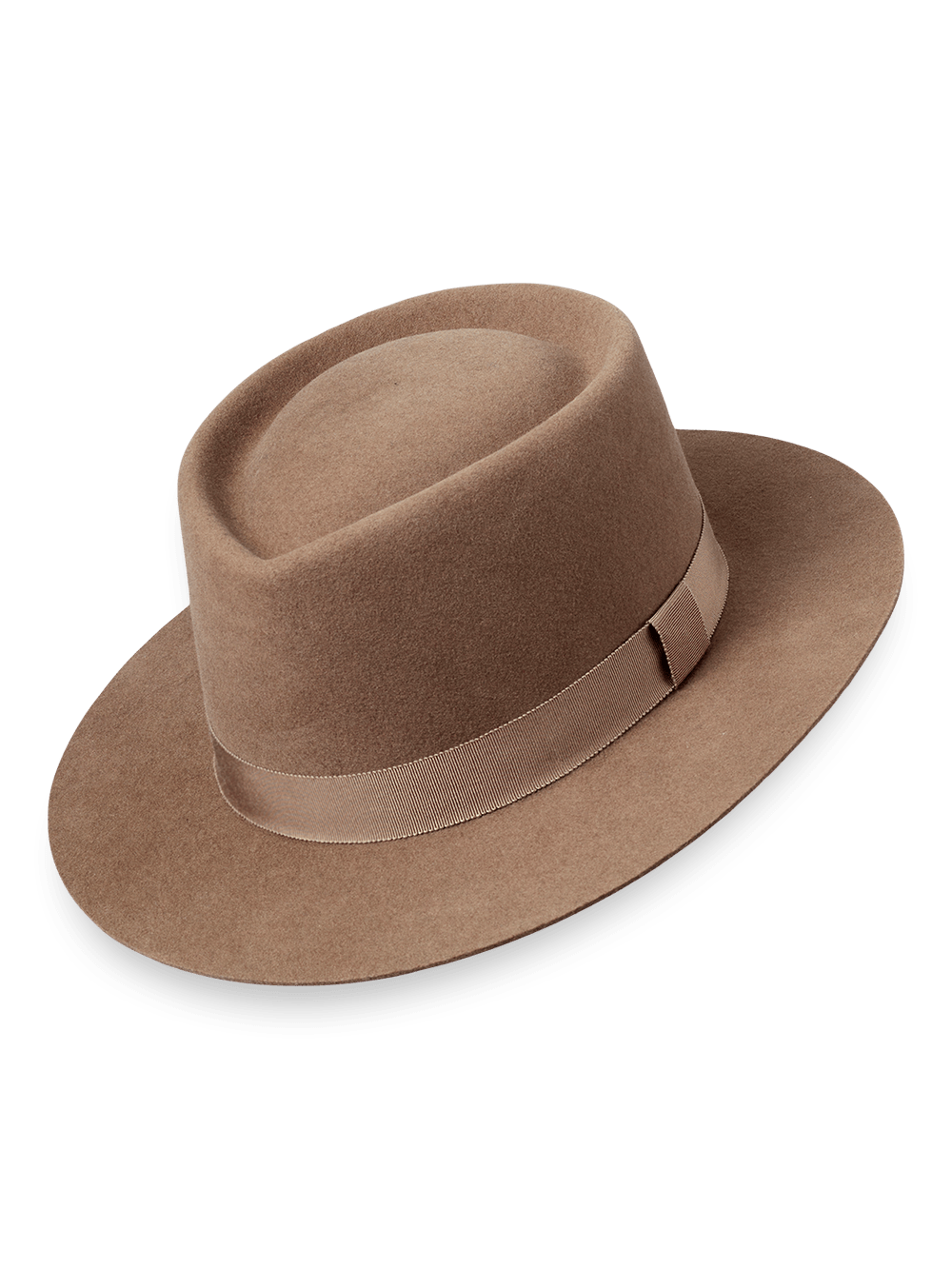 Product Image of Wool Stiff Brim Fedora With Grosgrain Ribbon Band-Taupe