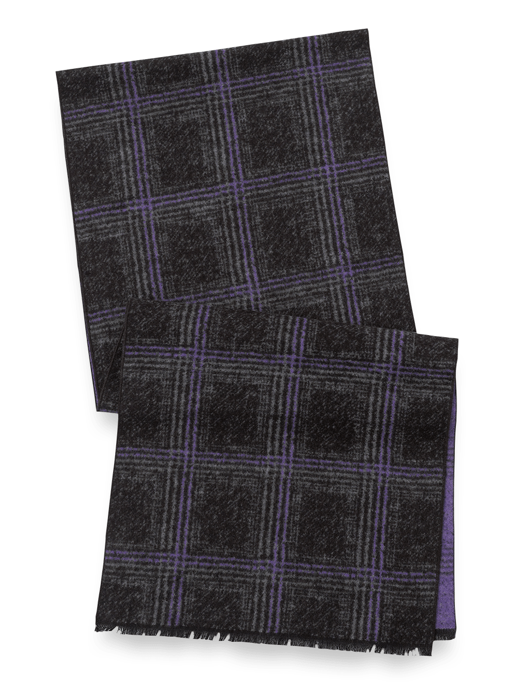 Product Image of Windowpane Brushed Silk Scarf-Purple/Black