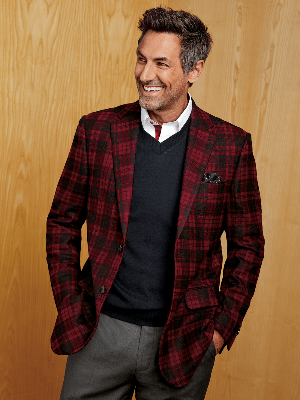 Alternate Image of Wool Plaid Single Breasted Notch Lapel Sport Coat-7