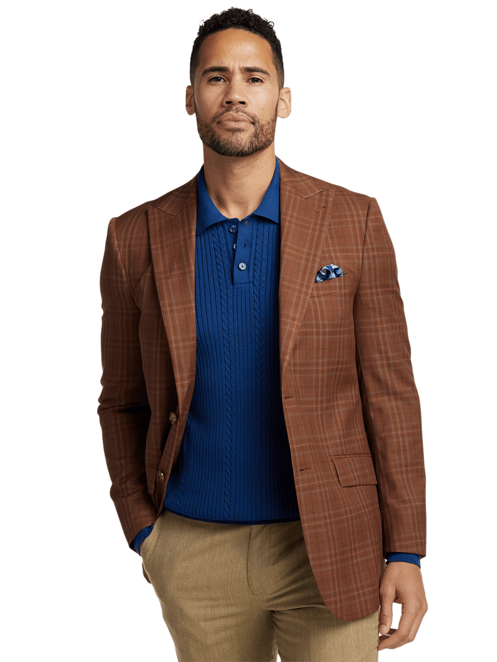 Alternate Image of Wool Plaid Single Breasted Peak Lapel Sport Coat-1
