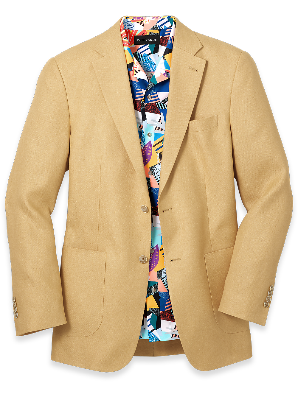 Product Image of Linen Solid Notch Lapel Sport Coat-Gold