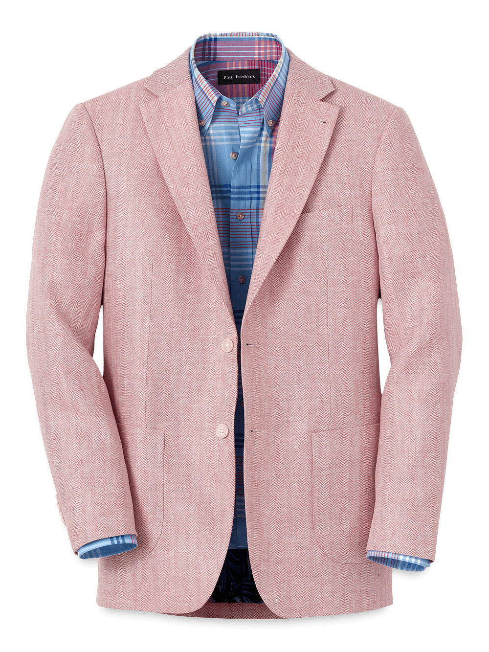Product Image of Linen Herringbone Single Breasted Notch Lapel Sport Coat-Watermelon