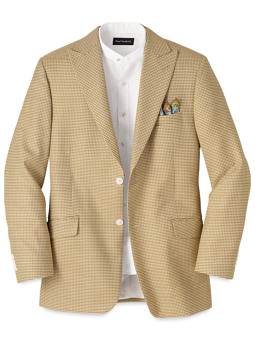 Product Image of Wool Houndstooth Peak Lapel Sport Coat-Gold