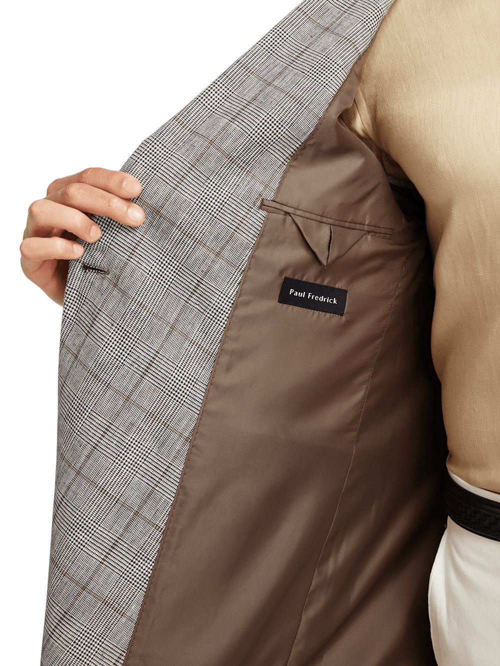 Alternate Image of Linen Blend Plaid Double Breasted Peak Lapel Sport Coat-3